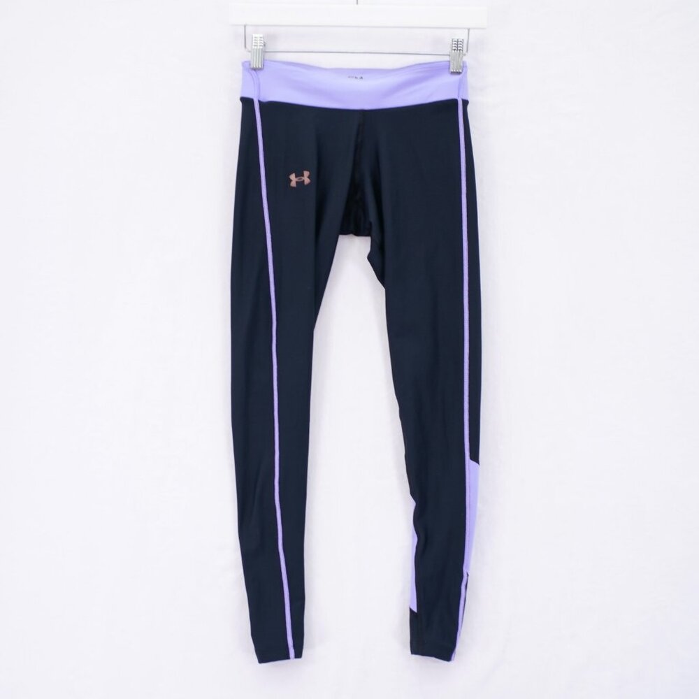 Under Armour‎ Coldgear Compression Black Purple Leggings Pants Small 24 / 27